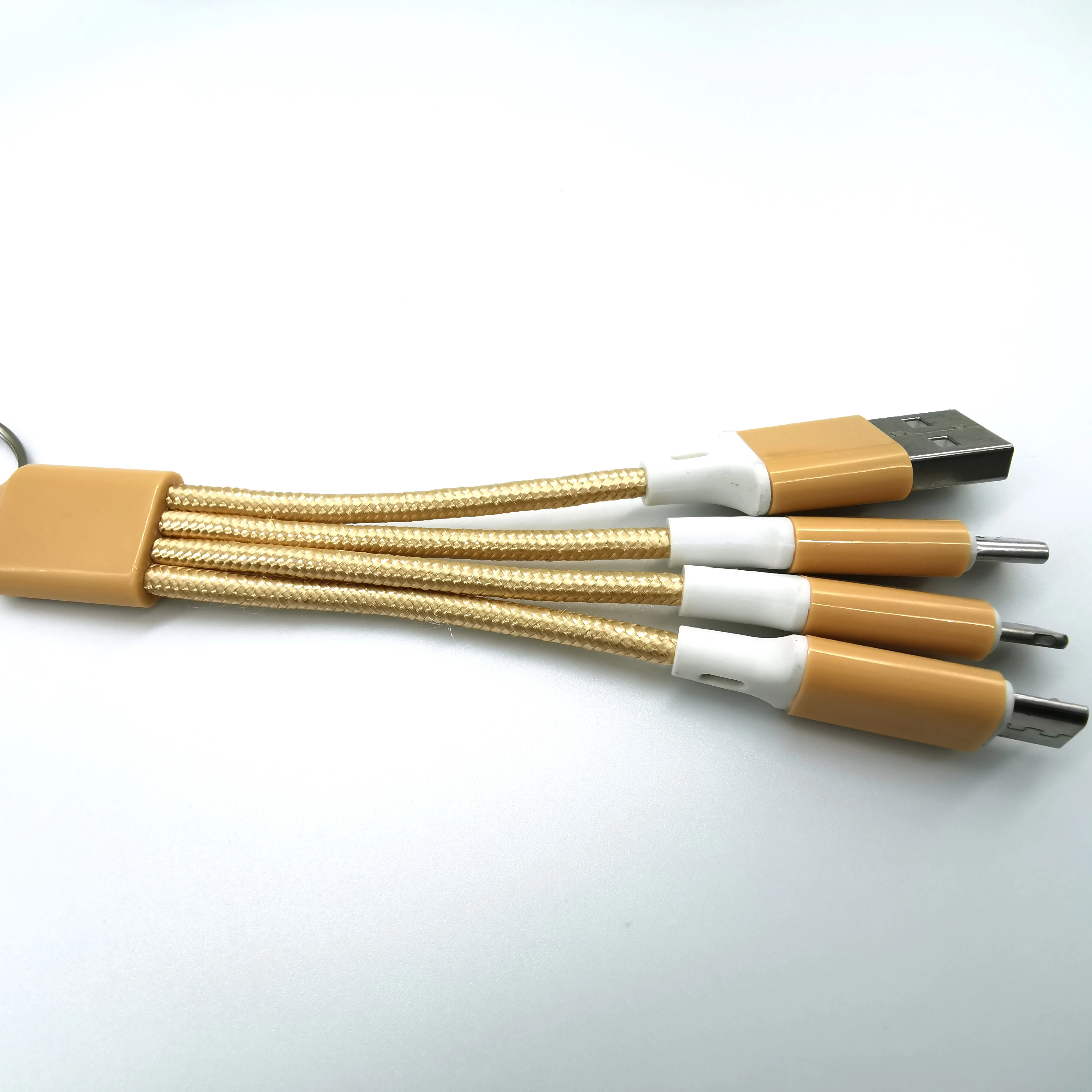  0 13 М Портативный Плетеный Многофункциональный 3 в 1 брелок USB зарядный кабель Быстрая зарядка 8pin micro type c
