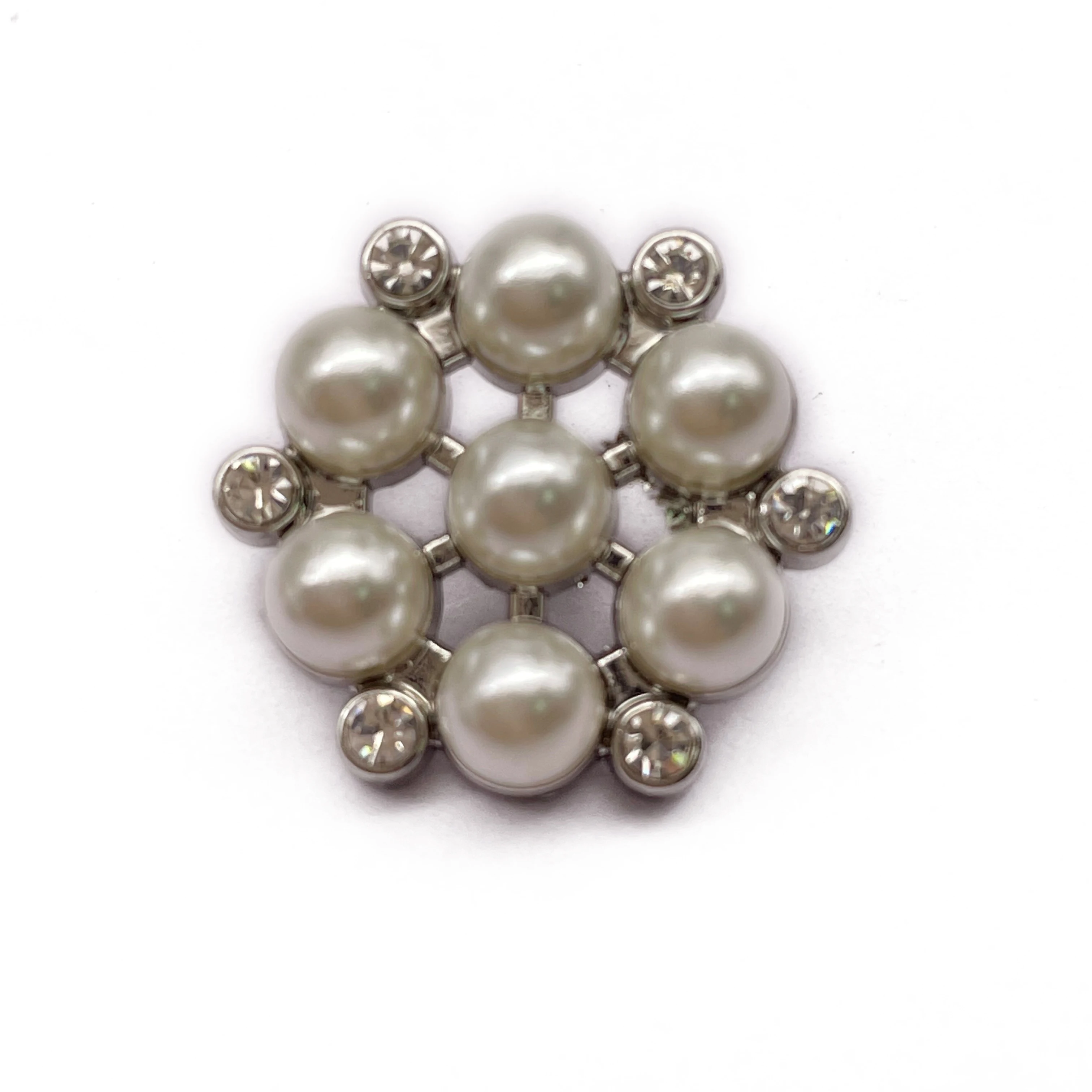 High Quality Custom Shape Decorative Metal Zinc Alloy Pearl 18mm Garment Shank Button For Clothes