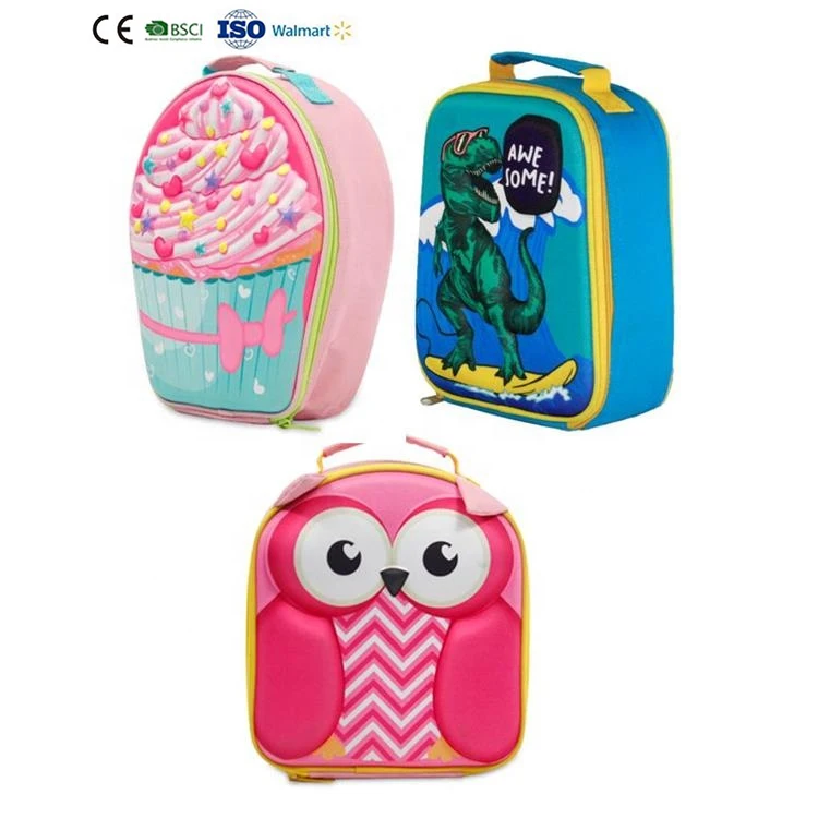 Eco bag cooler carry cute custom animal insulation materials children school kids 3D Lunch Box for kids