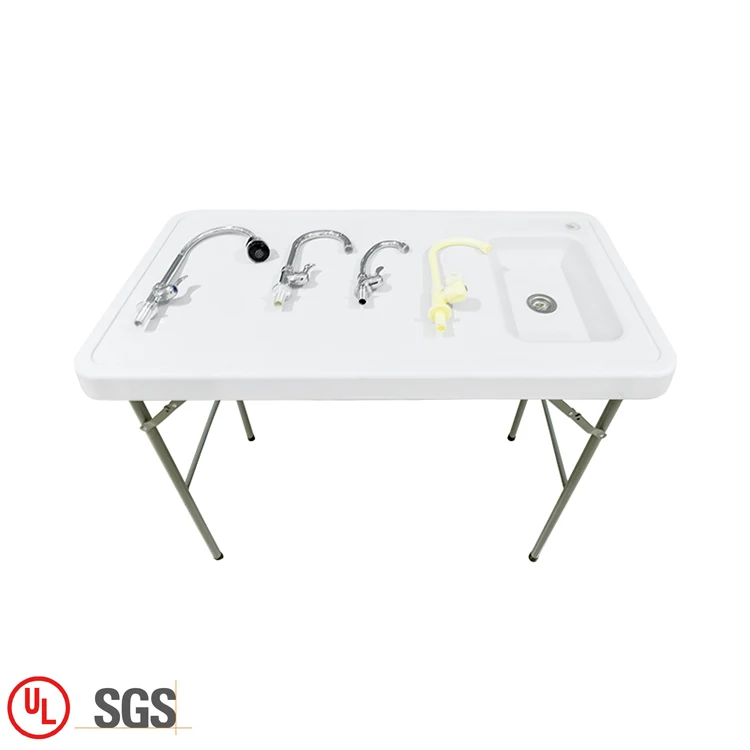Portable outdoor plastic faucet camping picnic folding washing fish table top kitchen