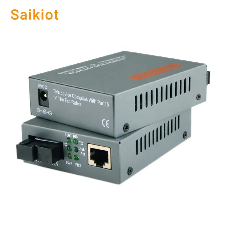 Saikiot SFP Media Converter 10/100/1000m 3/25/120KM Gigabit Fiber Optic RJ45 Ethernet Switch Fiber Optical Media Converter