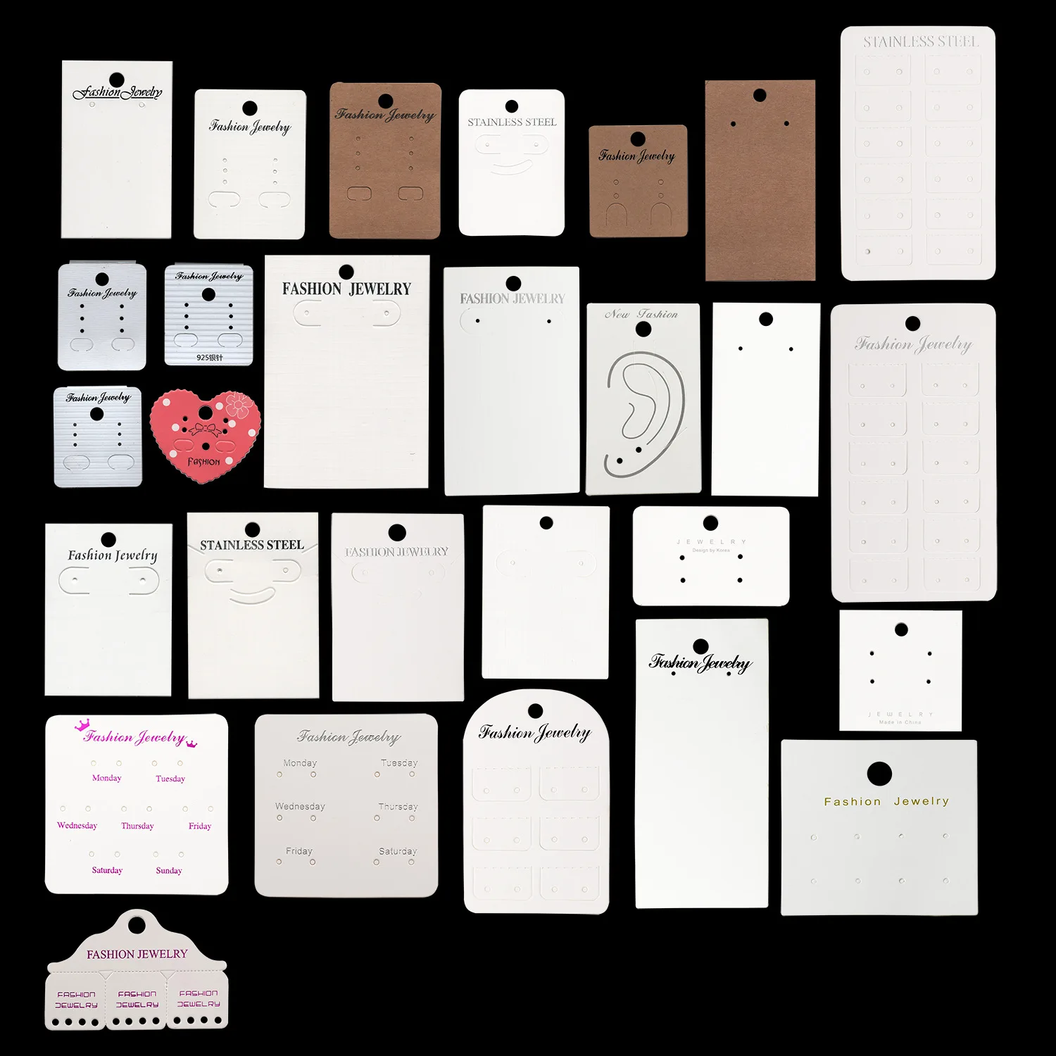 2/6/8/12 Holes  Earrings Display Cards Ear Studs Kraft Paper Display Card  Earing Card Hang Tag
