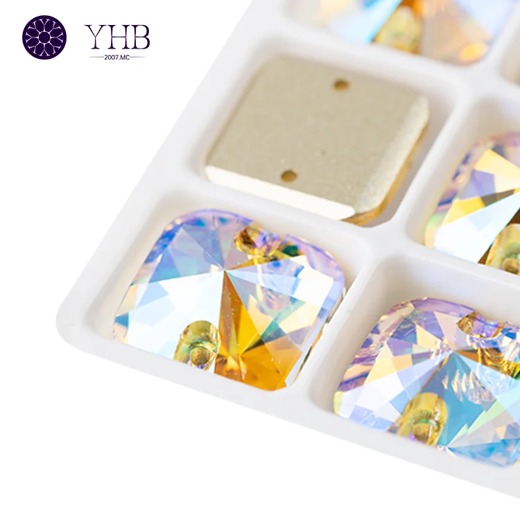 Wholesale Custom Size Color Crystal Glass Loose Square Flatback Rhinestones Long Sew On Diy Crystal Fancy Diamond Stone