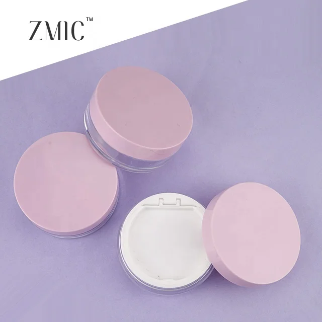 New pink loose powder highlighter case cute loose powder packaging round container loose powder container with elastic net