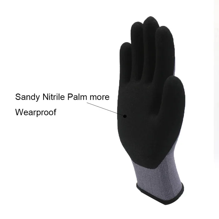 CE 15G Nylon Spandex Fabric Sandy Nitrile Gloves 15 Gauge NBR Palm Coated Safety Work Industrial Protective Gloves Construction