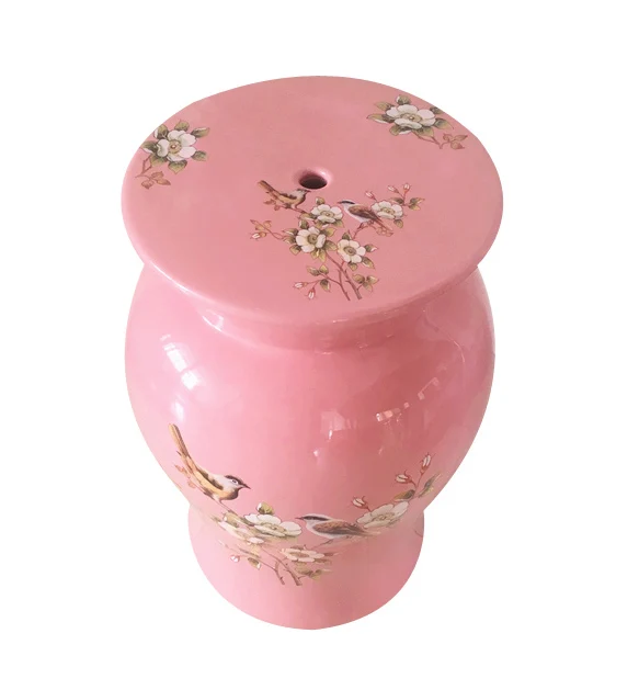 Jingdezhen Modern Mushroom Shape Flower Bird and Peacock Ceramic Garden Stool for