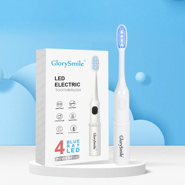 Custom Logo Upgrade Dental Care Cleaning Nano Silicone Bristles Cold Blue Led Light Teeth Whitening Electric Toothbrush