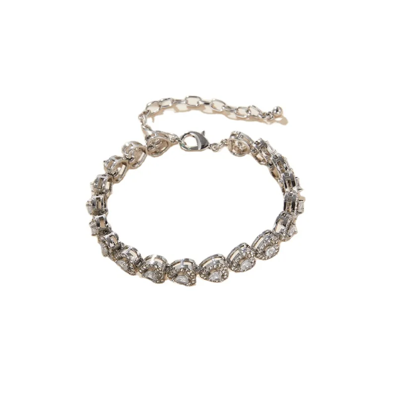 2023 fashion jewelry Iced out Silver Diamond Cuban Anklets Cubic Zircon Hip Hop Jewelry Iced Out Cuban Gemstone Anklet For Women