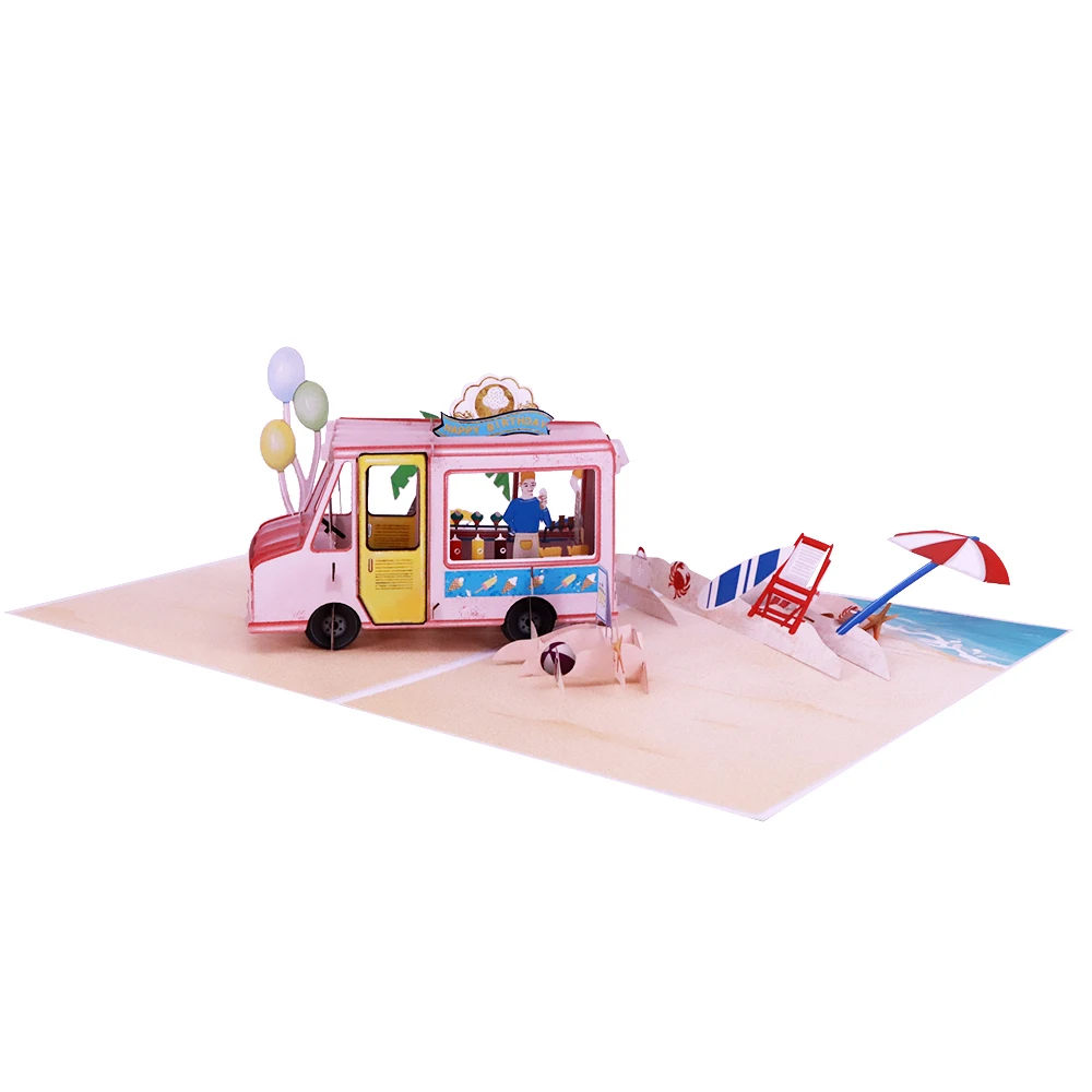 Custom 3d holiday style card beautiful birthday pop up greeting card  3d birthday card