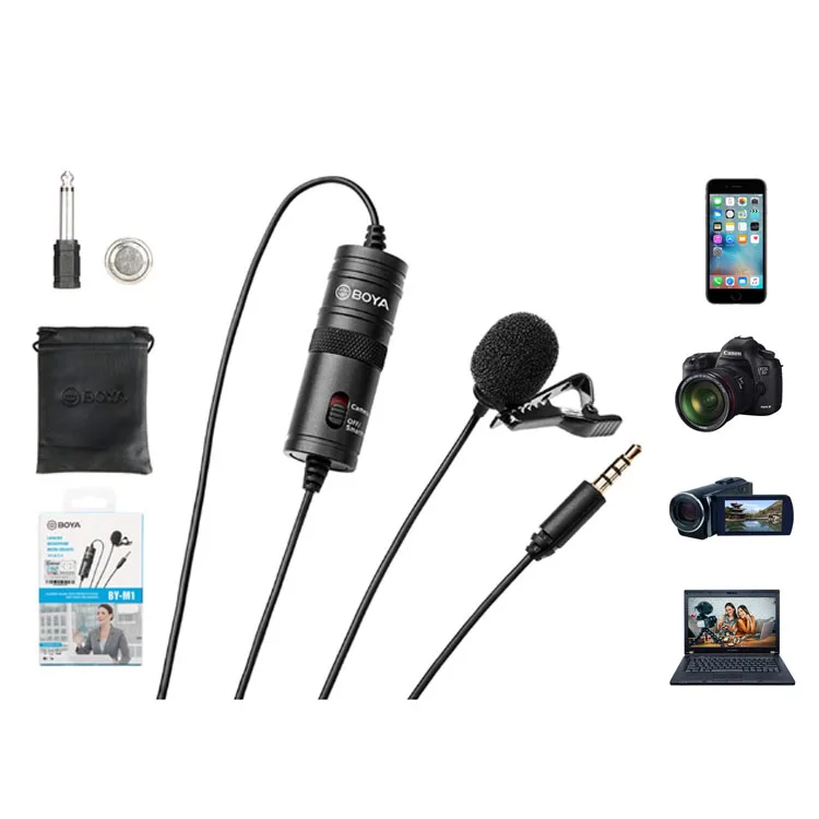 BOYA BY M1 M1 PRO Wholesale 3.5mm jack Lapel Mic Collar Smartphones Laptop Micro 6M long Mini Cravate Microphone