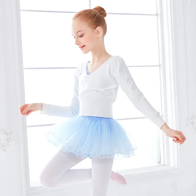 Girls Ballet Crop Tops High Waist Acrylic Sweaters