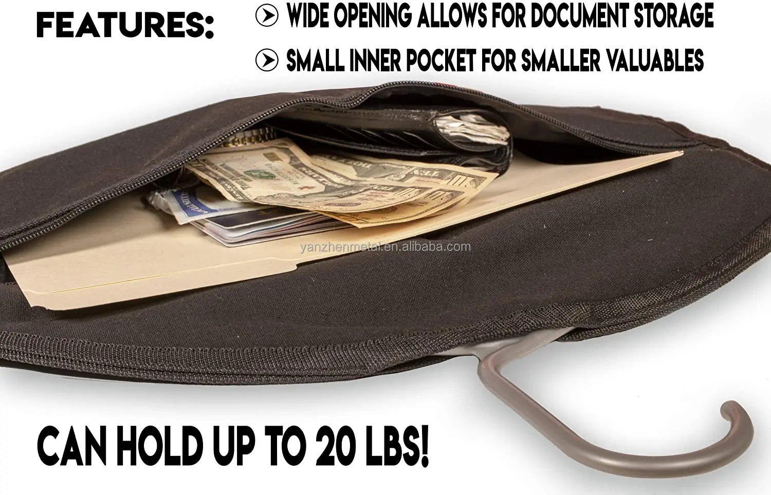 Fabric cloth hanger hidden safe suitable for clothing with pockets