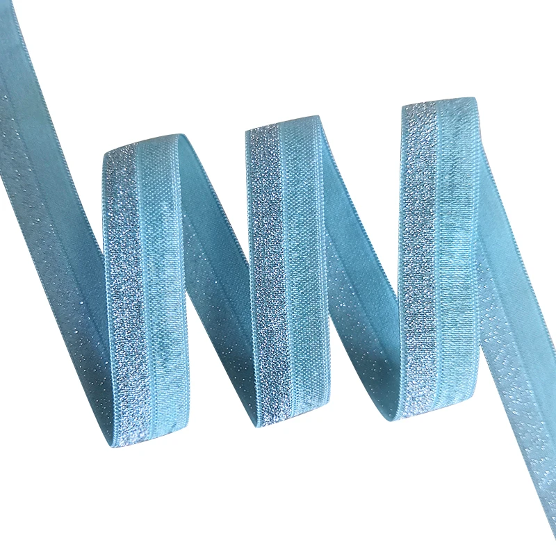 15mm Glitter Fold Over Elastic for Underwear Spandex Nylon Band Tape for Hair Ornaments