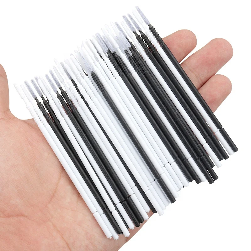 100 Pcs Long Head Micro Brush Applicators Bendable False Eyelash Grafting Cleaning Cotton Swab Disposable Cotton Swab