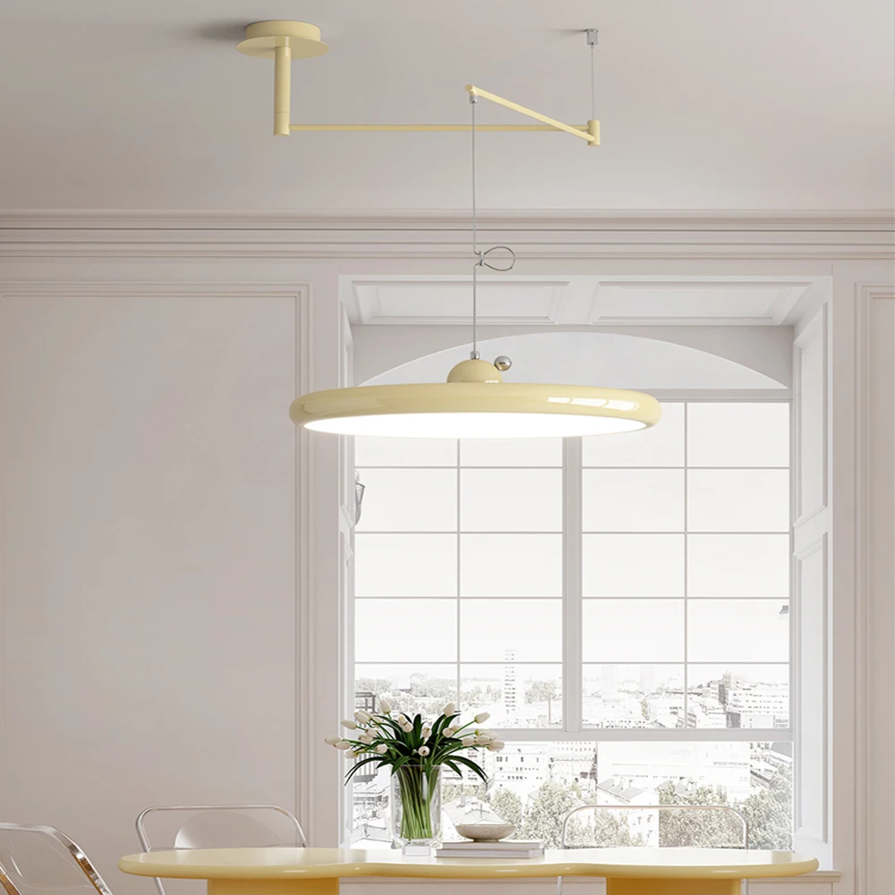 Flying saucer rocker arm dining room chandelier Modern simple table light advanced French minimalist dining room chandelier