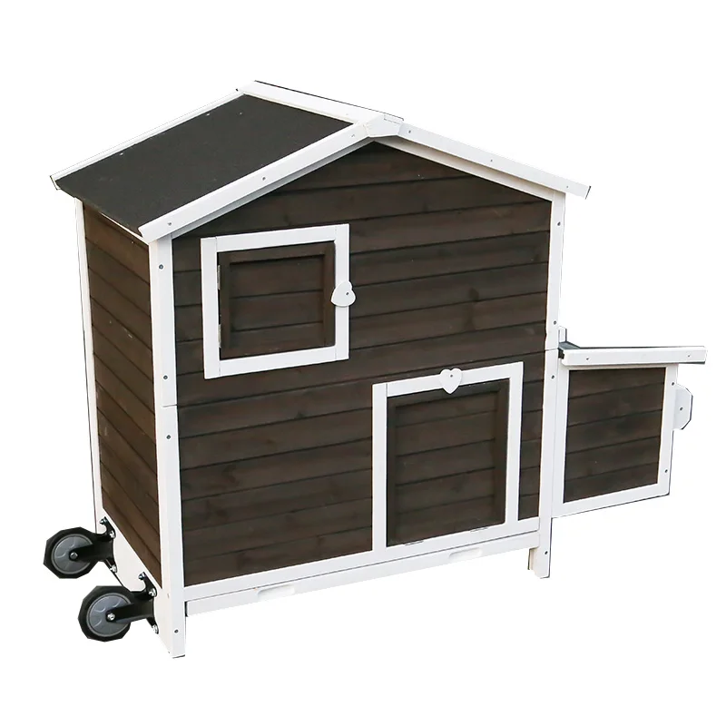 Custom Durable Small Backyard Pet Wooden Chicken Coop with Wheels