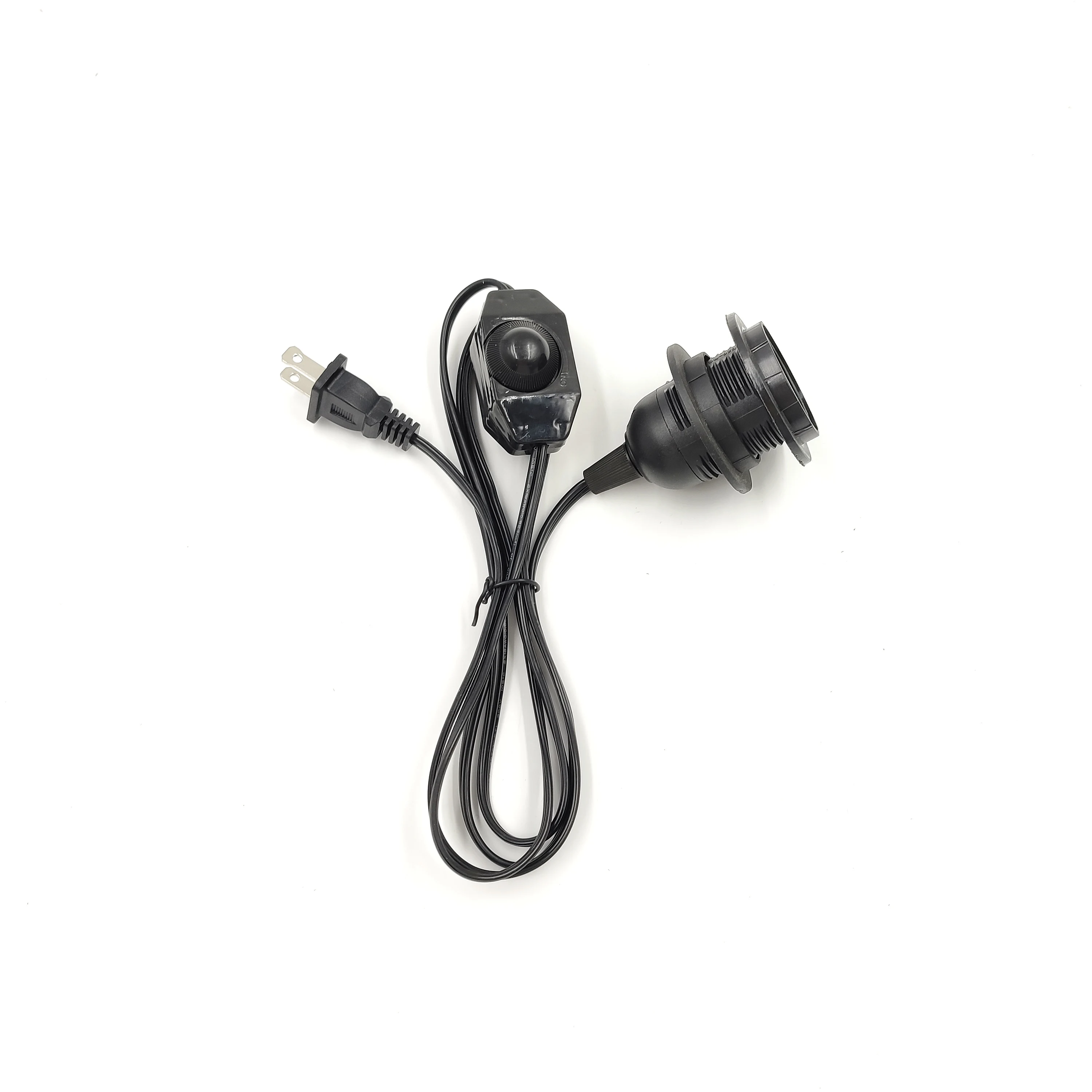 UL Certified 1.8m Black Power Cord Plug American PVC Power Cord E27 Full Tooth Single Ring Lamp Holder 301 Thyristor Dimming