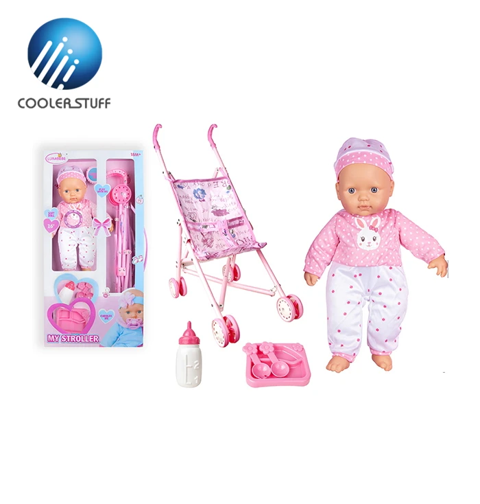Coolerstuff Hot Selling Role Play Set Pretend Play Take Care Of The Baby American Doll Girl with Stroller