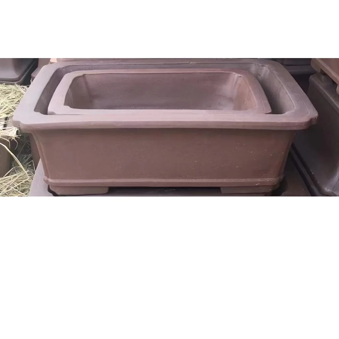 2PCS SET rectangle bonsai pots purple sand clay pots