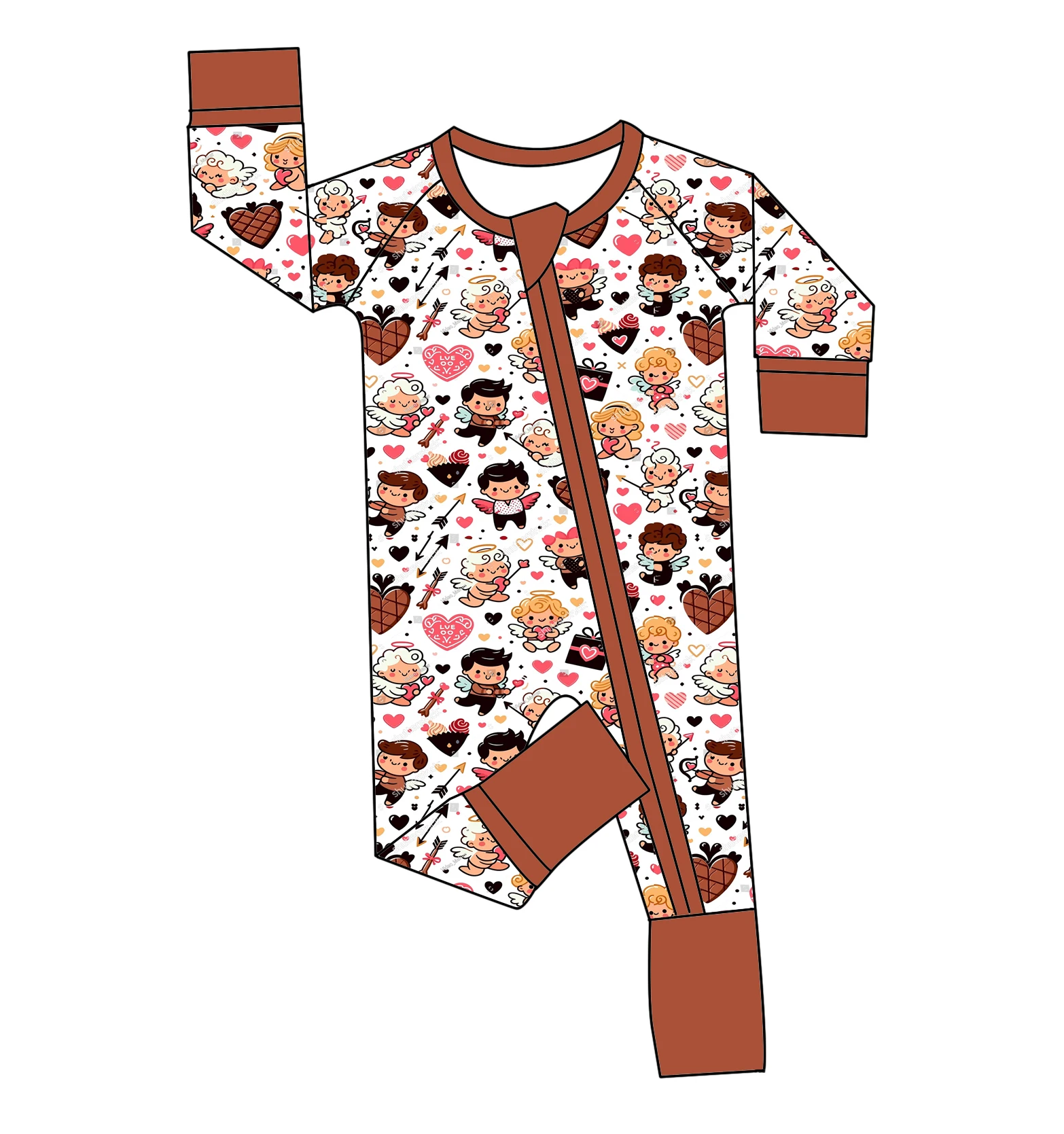 delicious cakes printed baby romper YKK zippers closure baby pajamas long sleeve toddler clothing