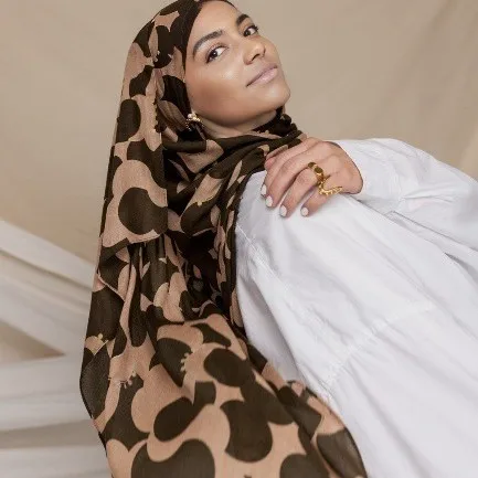 Arabian Satin Custom Hijab Printing Polyester Saudi Arabia Dubai Turkey Printed Chiffon Hijab Shawl