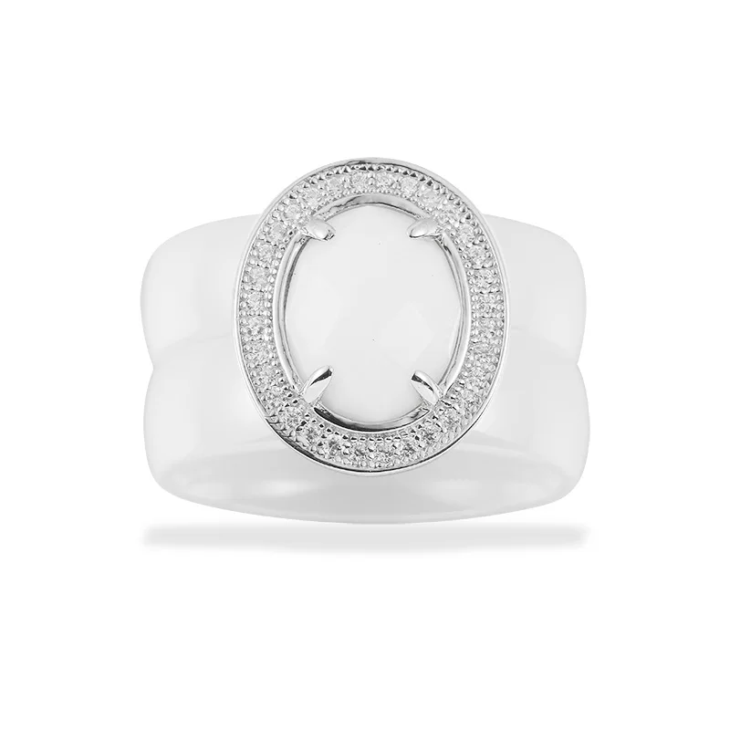 Factory Price Jewelry Manufactures Beautiful Blank Ceramic Ring Black and White Ring