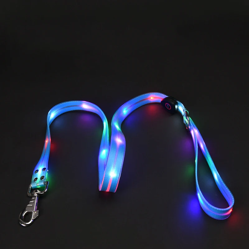 Светящаяся веревочка для домашних животных светодиодная флешка Usb-зарядка собачья веревка регулируемый шлейка собак оптовая продажа 100 в горошек