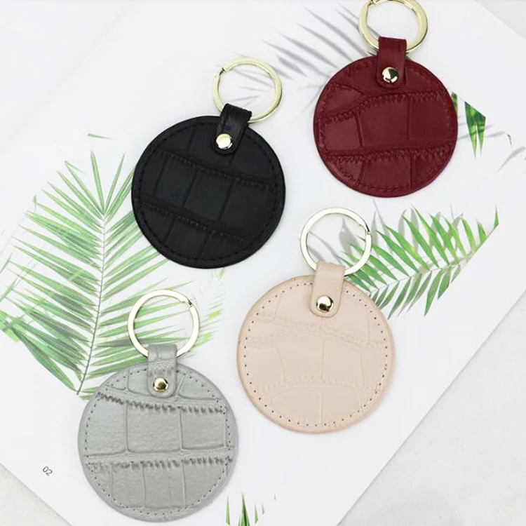 Милый маленький кожаный брелок для ключей с крокодиловым узором, брелок для ключей из натуральной кожи для женщин и девочек