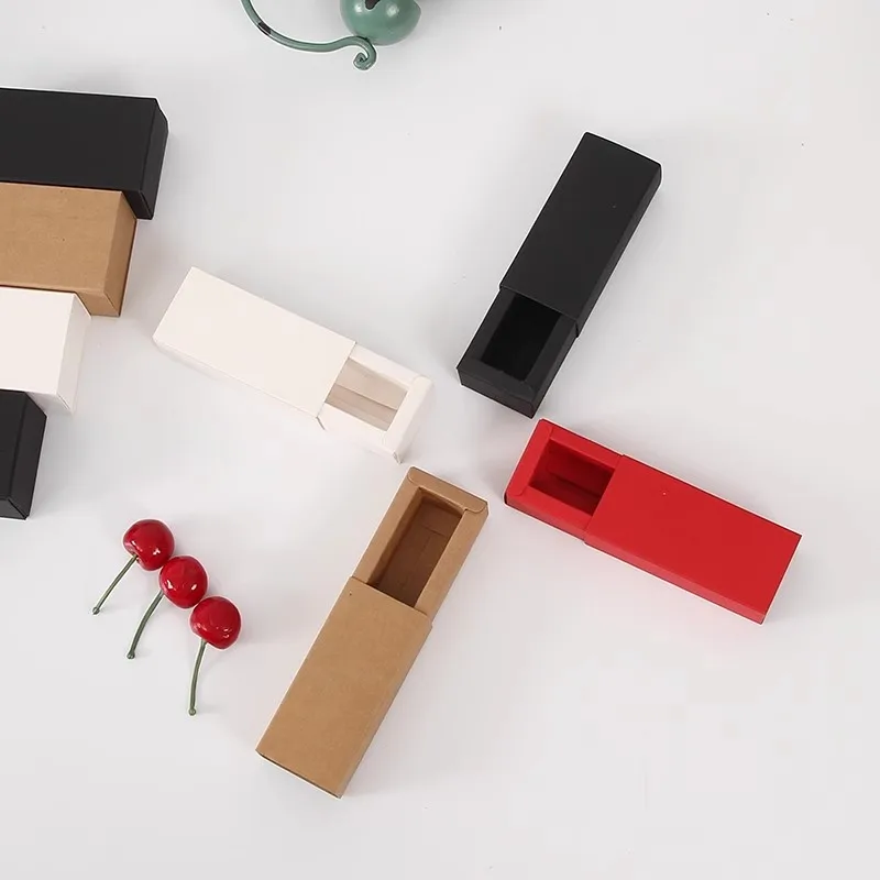 Universal empty Drawer packaging black/white/red/kraft paper small cosmetic box lip gloss oil tube bottle Lipstick Gift boxes