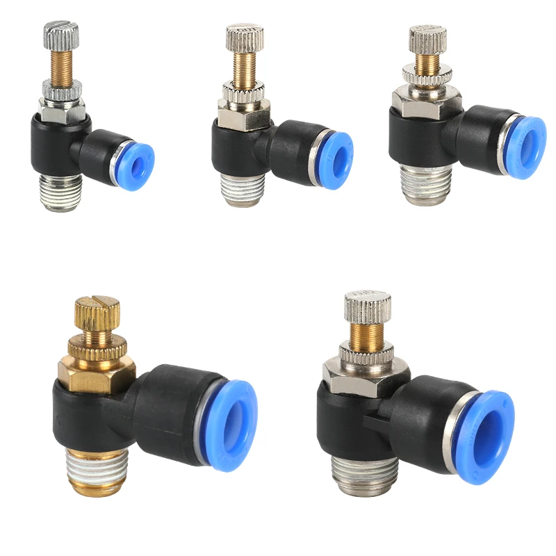 Pneumatic trachea quick connector throttle valve SL8-02 regulating valve adjustable cylinder speed valve speed switch 6-M5