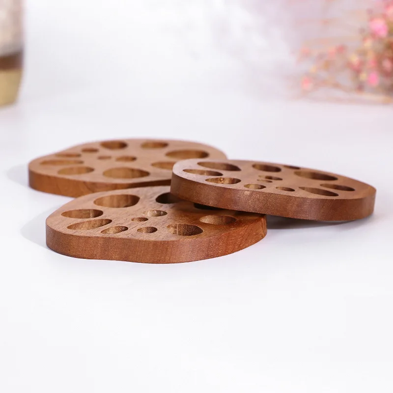 Sabiri wood creative lotus root shaped coaster, home cafe bar decorative thermal insulation mat made of natural solid wood