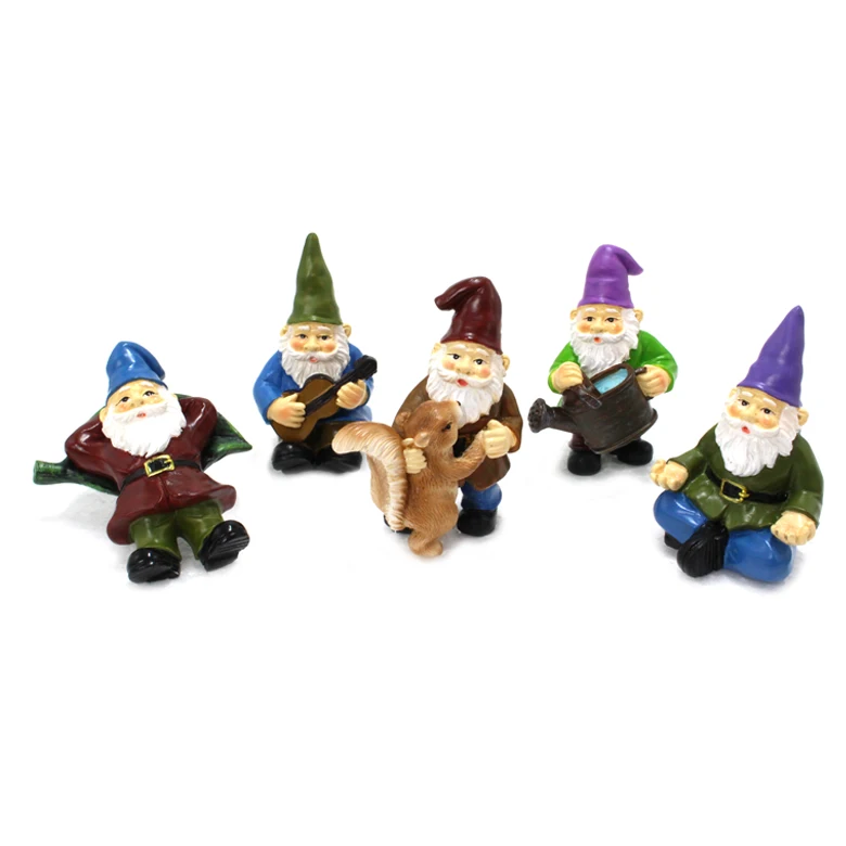 
Polyresin/Resin Happy Gnomes Dancing Celebration 5 Piece Musical Garden Gnome Set for The Miniature Fairy Garden 
