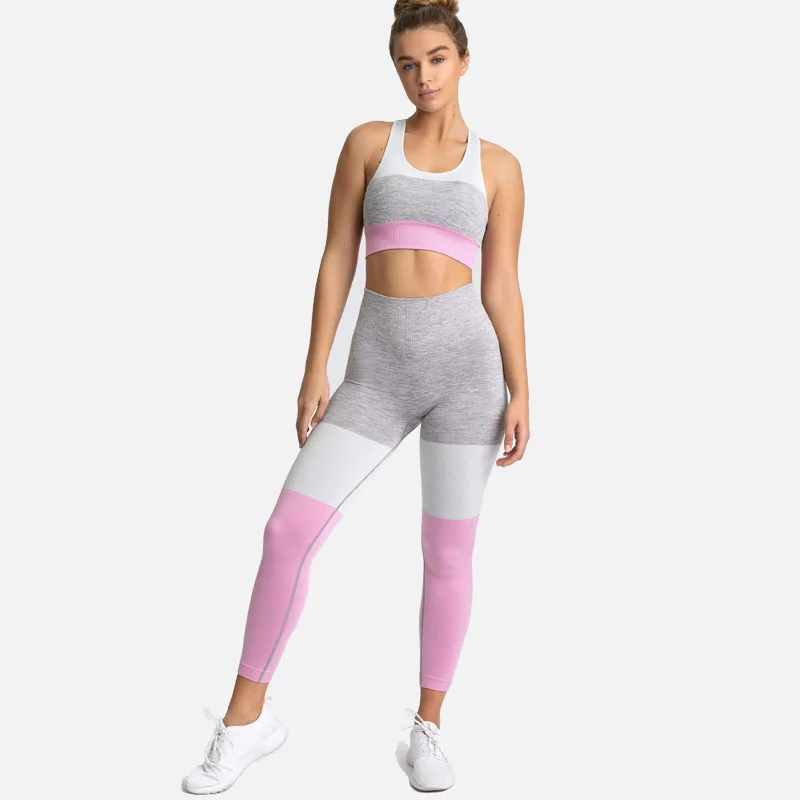 
Toplook 3 Colors Fitness Suit Women Seamless Sportswear Workout Clothes Patchwork Yoga Set Gym Clothes organic yoga clothing 