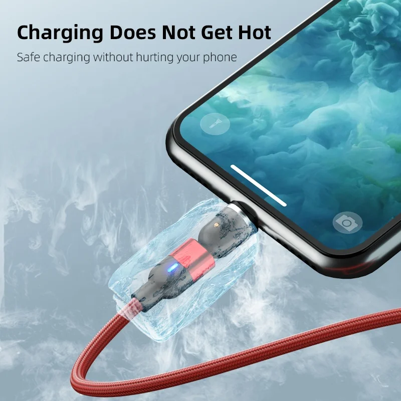 
Hot Selling 540 Degree Rotating 3A Fast Charge 3 in 1 Micro Magnetic USB Charging Data Cable For iphone 