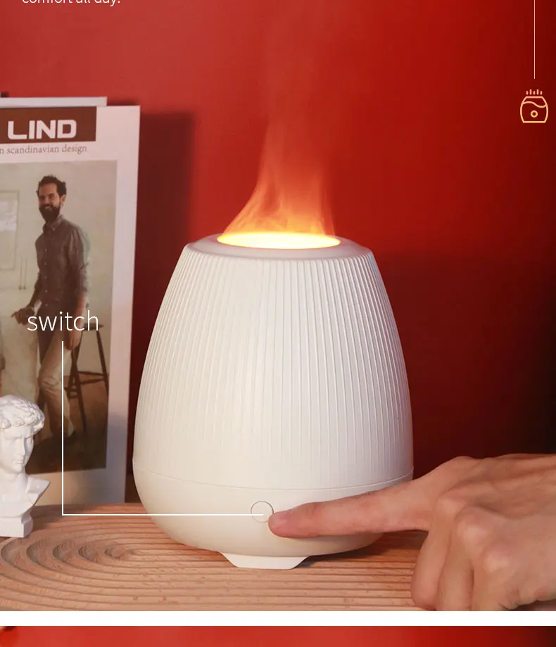 Hot Selling 200ml Flame Air Aroma Diffuser Humidifier Aromatherapy Essential Oil Dispenser for Home Use 1 Year Warranty