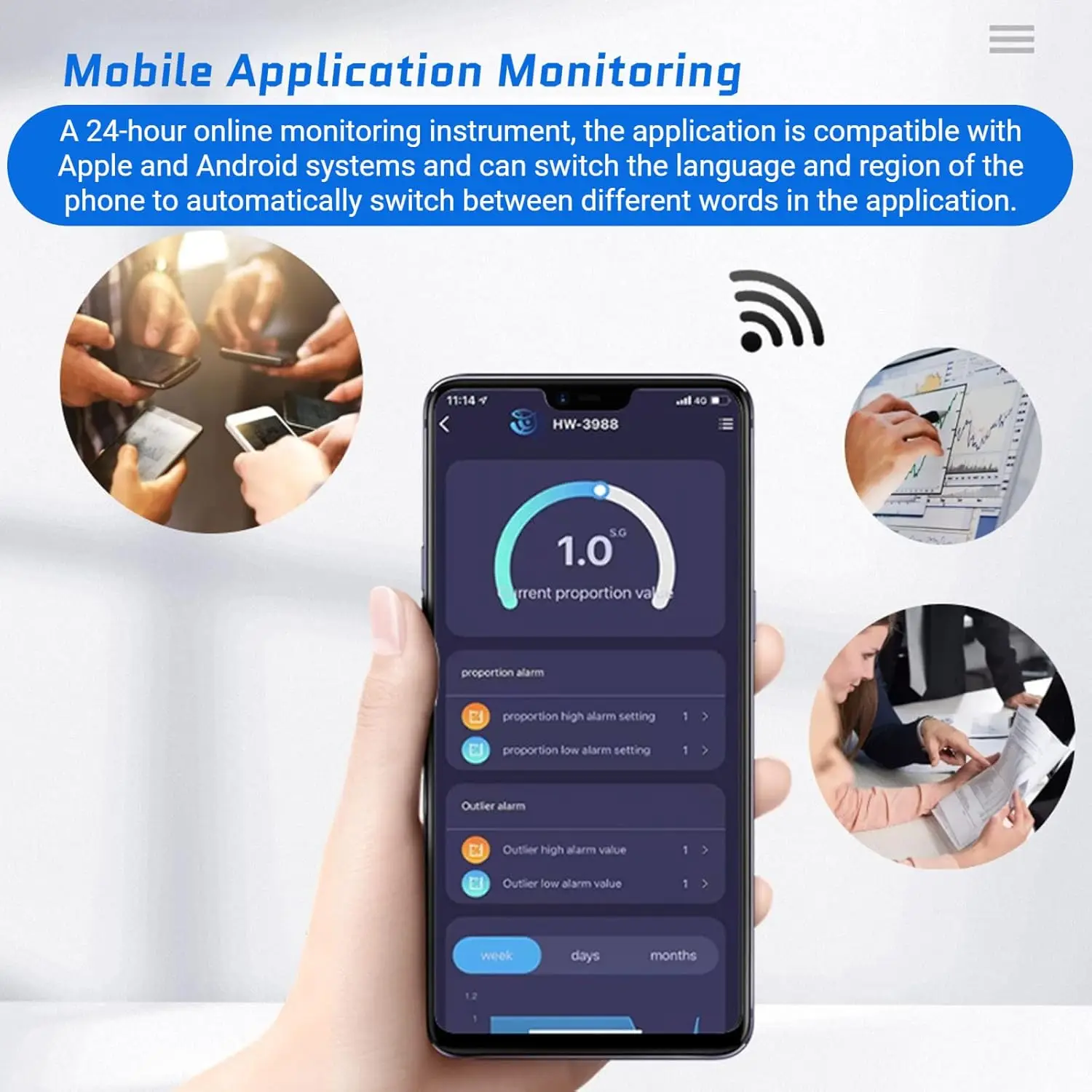 Tuya Smart Wifi Online Water Quality Detector 6 IN 1 TDS EC PH Salinity G.S Temperature Tester PH Meter for Swimming Pool