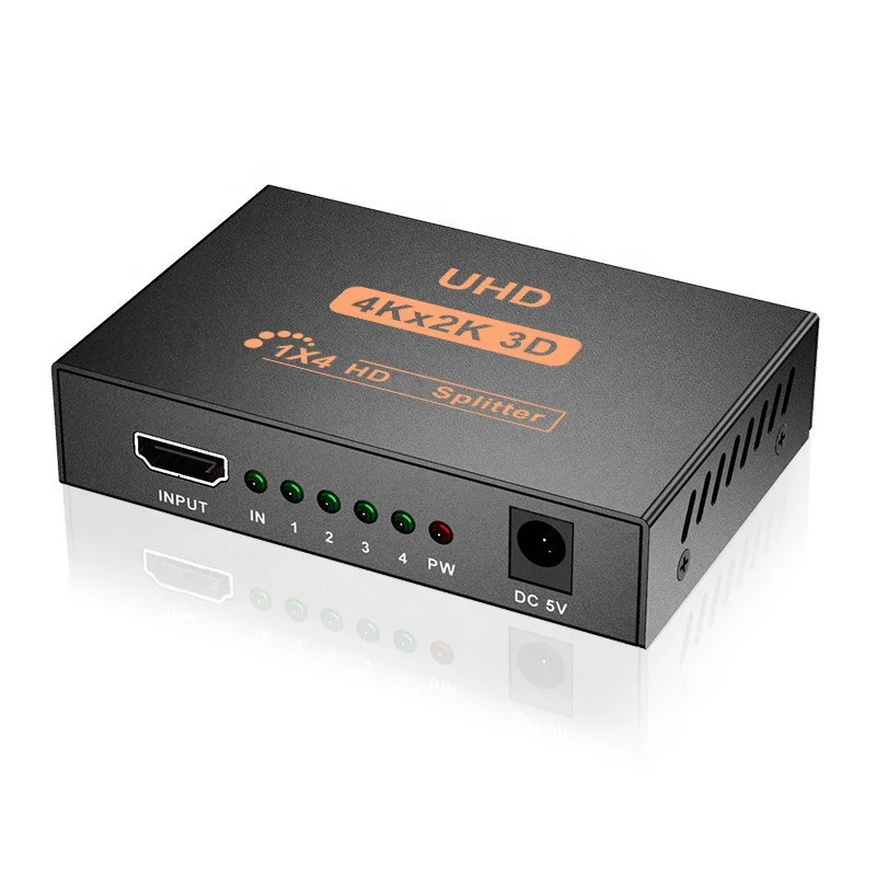 4K 2160P 1080P 3D HDCP FULL HD 4 Port 4K HD Splitter 1X4 1x2 1 x 4 1 In 4 Out Hub Repeater Amplifier Switcher HDTV