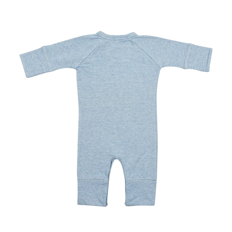 Wholesale custom three quarter sleeve onesie bodysuits solid color organic cotton footed rompers baby jumpsuit