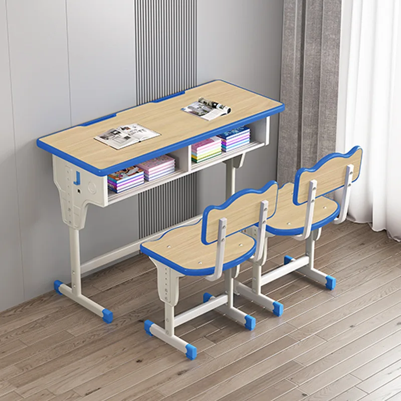 Adjustable Modern Design Metal Wood Student Chair Customizable Double Tables Primary Middle Schools Wholesale Plastic Material