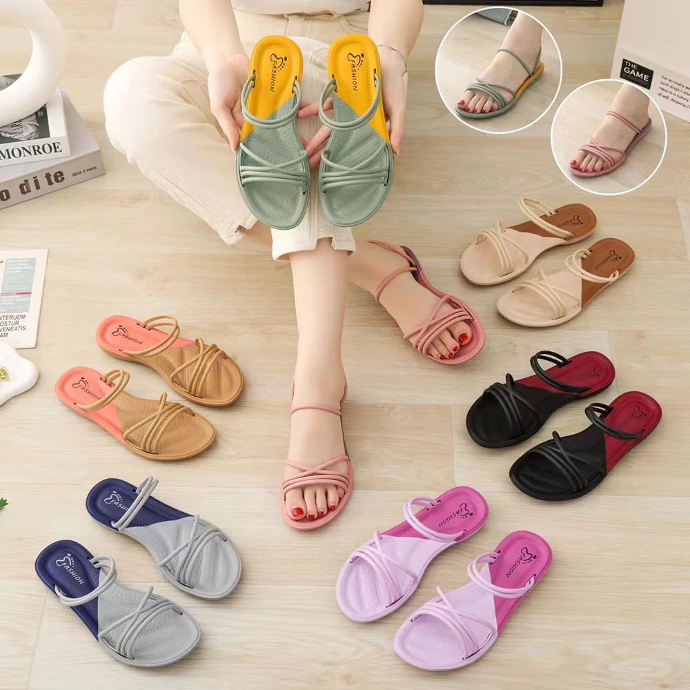 fashion summer beach plastic chappal women slippers design ladies fancy flat chappal