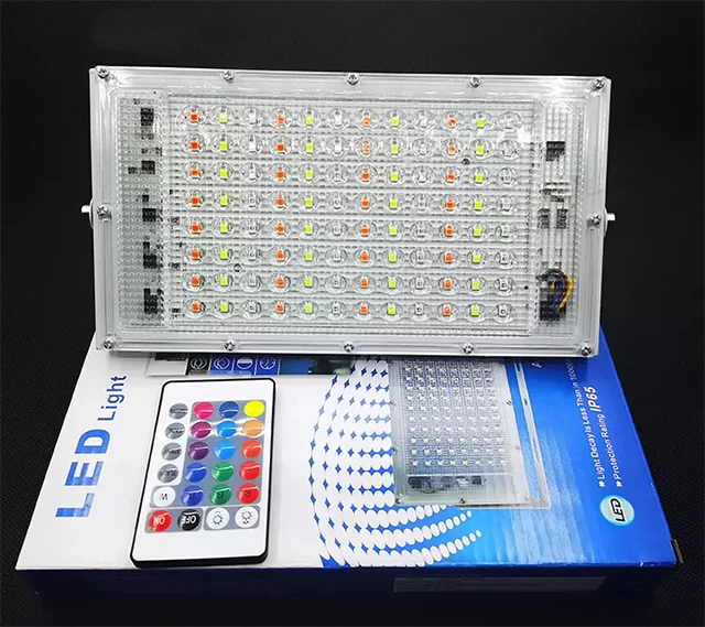 outdoor led flood light IP65 50w 100w 150W 200w 300W waterproof IP65 RGB With Remote Control Reflector spotlight AC 110v 220v