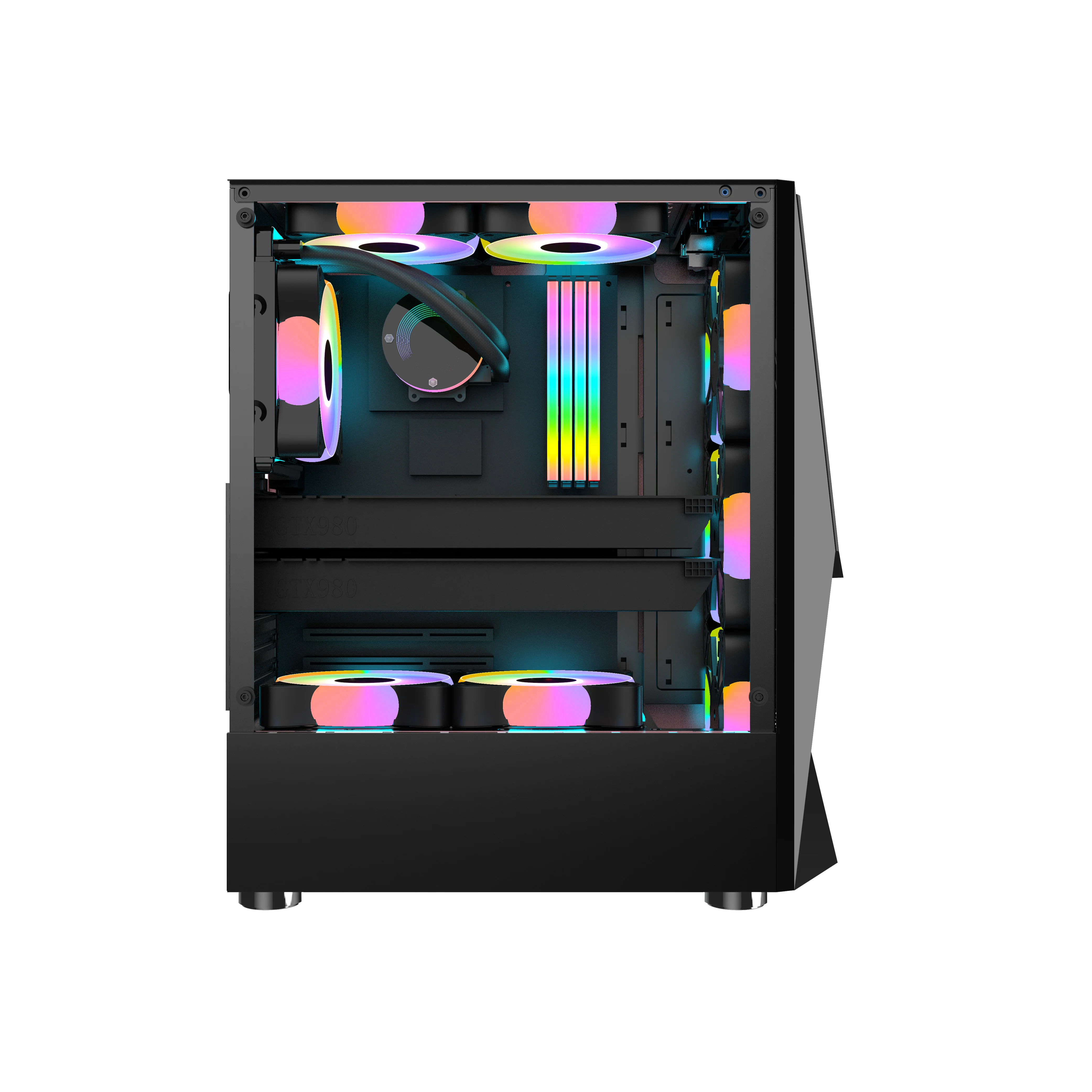 buy gaming pc atx pc oem all in one custom with lcd temperature display dustproof  plexiglass RGB computer Case