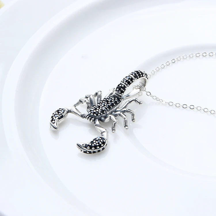 925 sterling silver zircon diamond scorpion pendant necklace