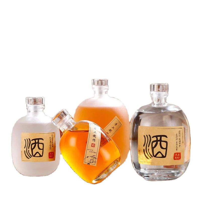 Hot Selling 250ml 500ml flat empty glass liquor bottle for whisky rum spirits vodka gin with stopper