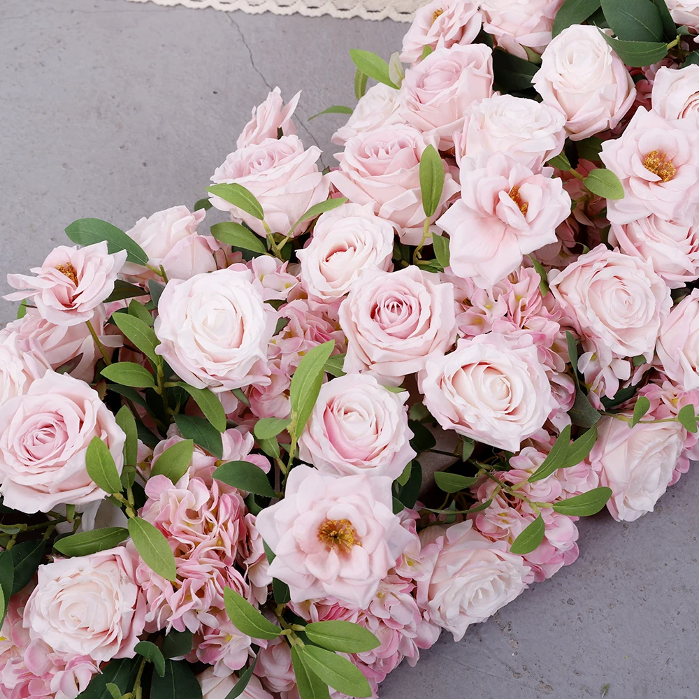 Customizable Pink rose table runner artificial flowers for wedding decoration bridal background wedding flowers