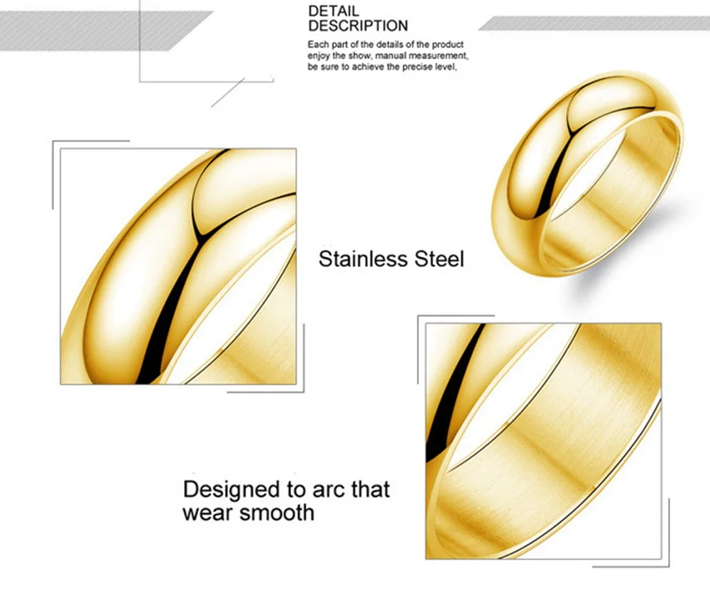 Attractive Best Sale Charm Various Gold Simple Titanium Mens Finger Ring