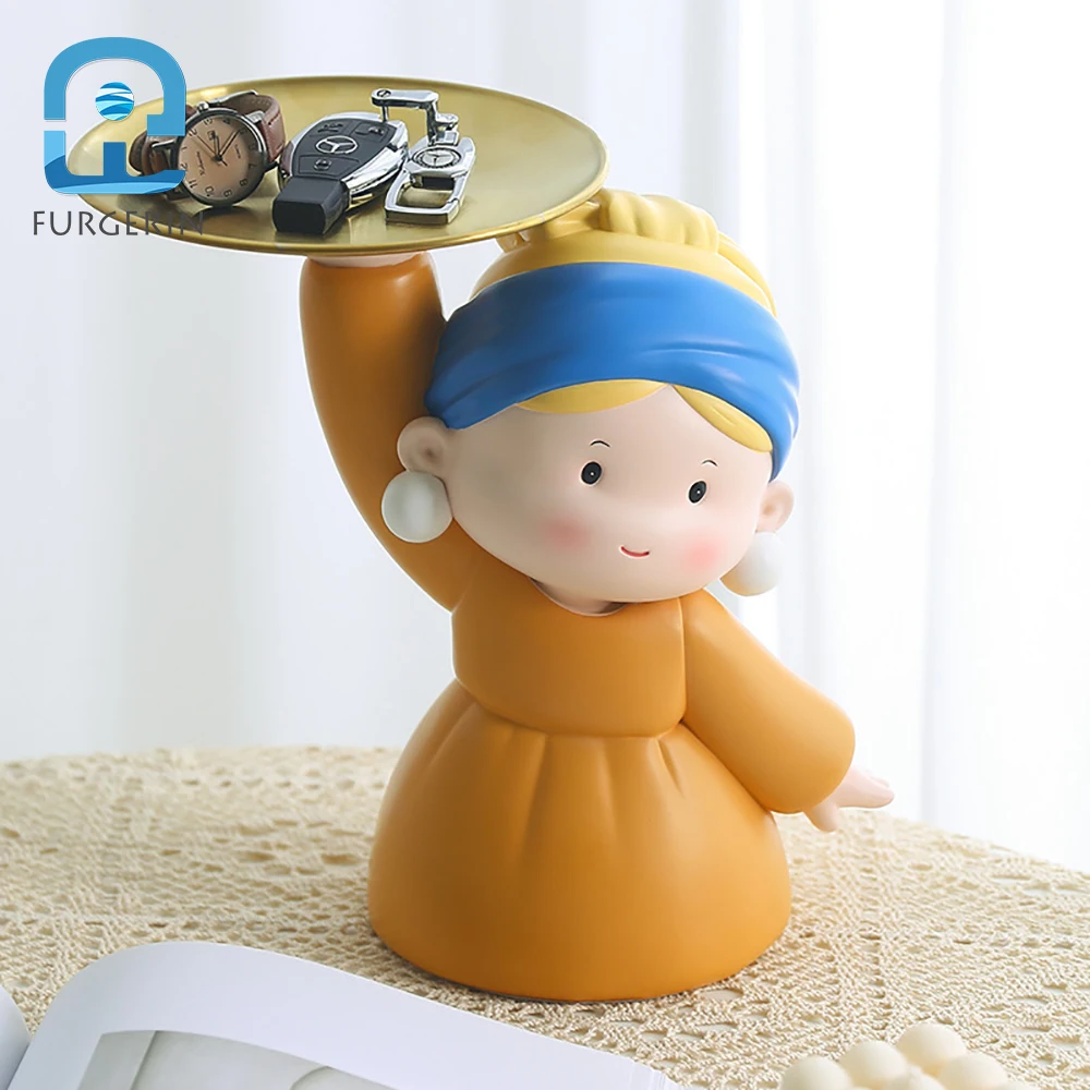 Creative Tray Organizer Ornaments Pearl Girl Home Living Room Decoration Porch Key Nordic Wind Light Luxury High End Handmade