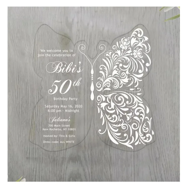 Customized Various UV Printing Frosted Customized Personalized Clear Acrylic Wedding Signs Acrylic Wedding Invitation