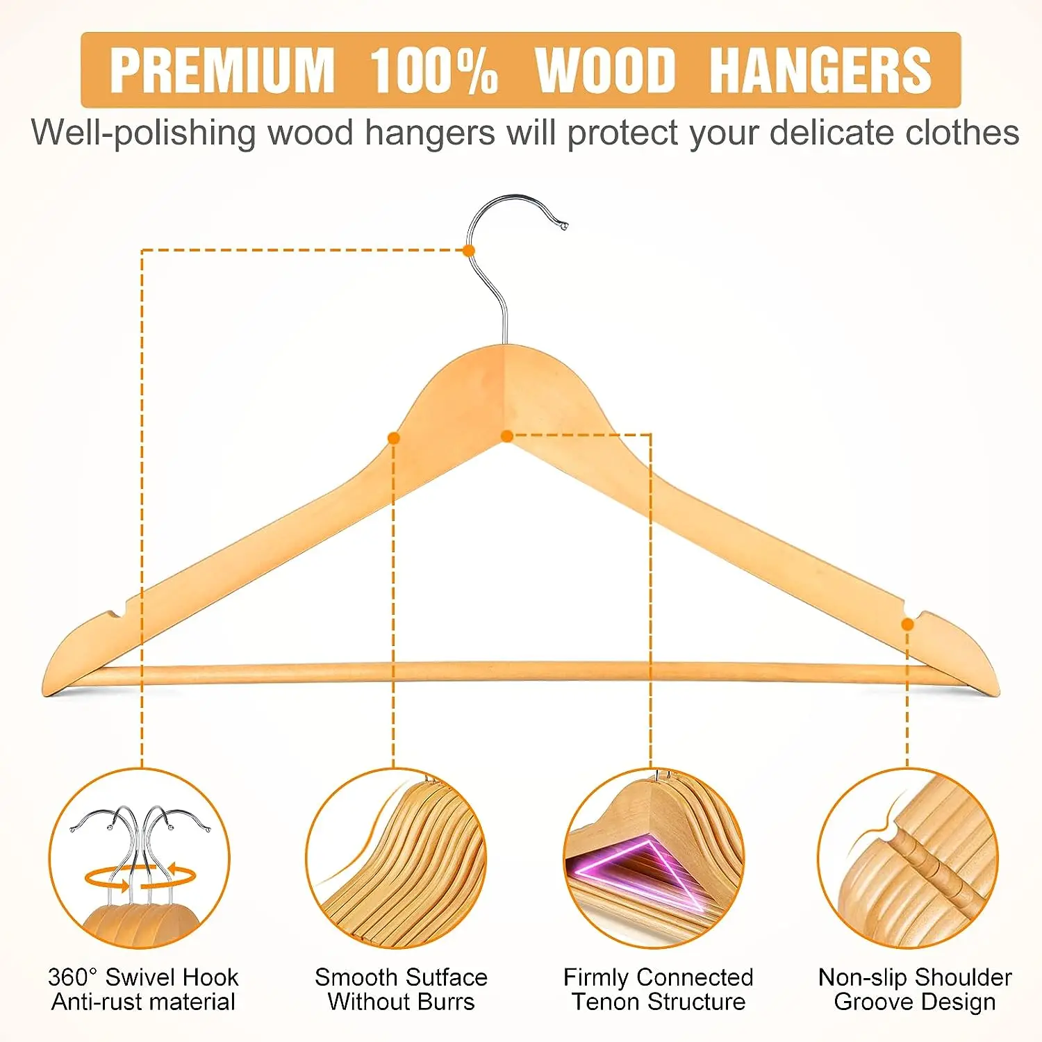 Wholesale high quality for suit shirt clothing stores custom wooden hangers