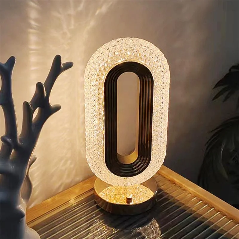 Wireless Rechargeable Modern Luxury decorative Led indoor home lighting energy saving touch crystal night table desk light lamp